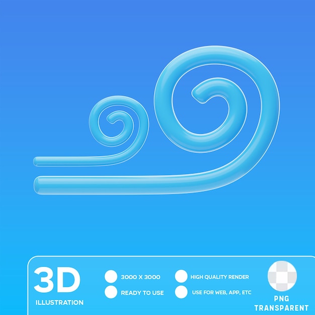 Ilustración 3D de las corrientes de aire de PSD