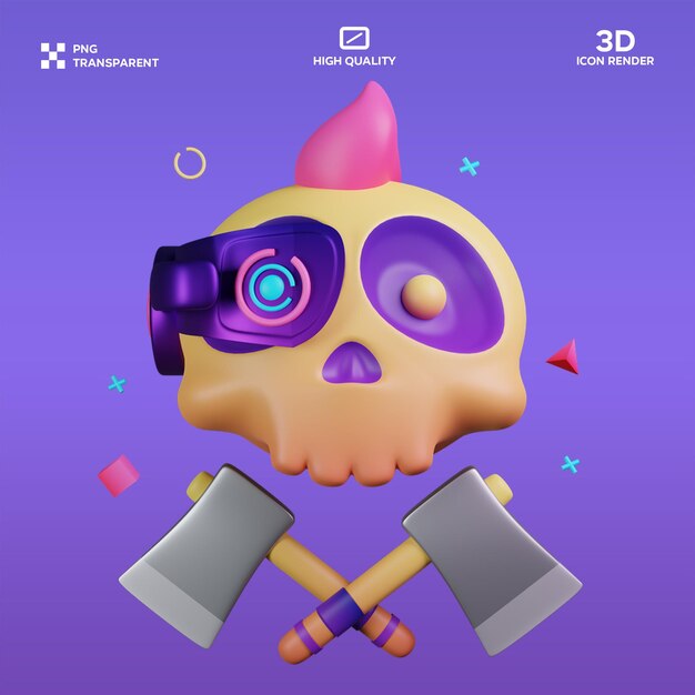 Ilustración 3D del cráneo de mohawk de PSD