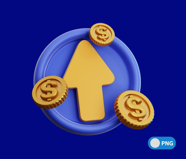 Ilustración 3D de crecimiento para aplicaciones web, etc.