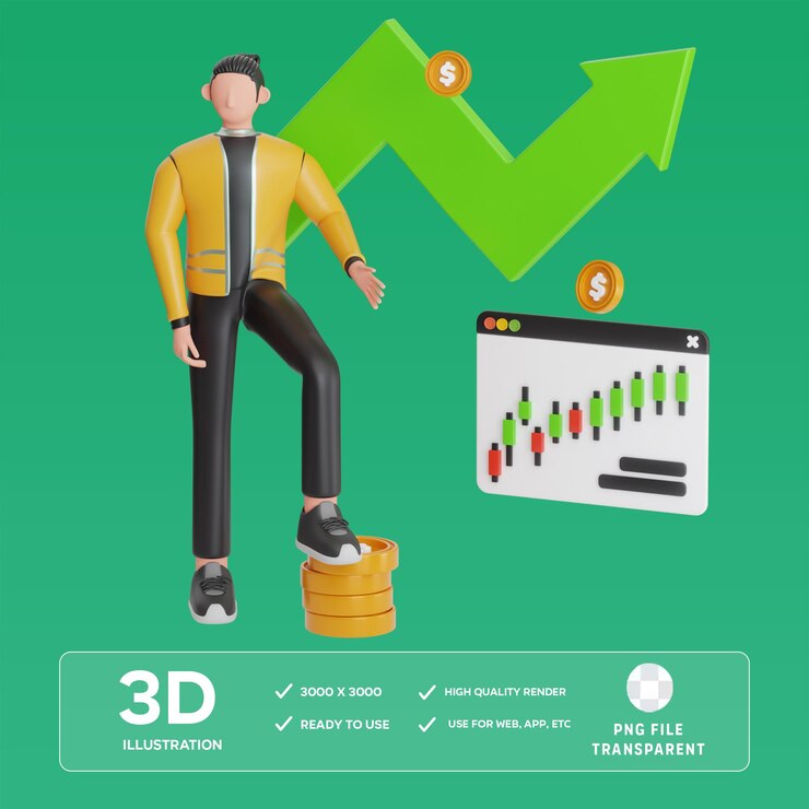Ilustración 3D del crecimiento de la inversión en beneficios de PSD