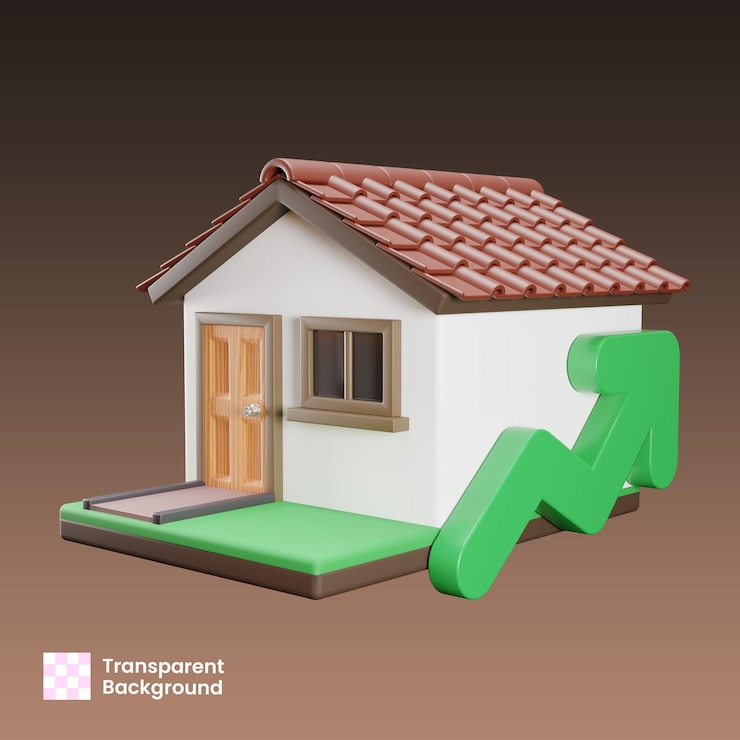 PSD ilustración 3d del crecimiento de la inversión inmobiliaria en viviendas