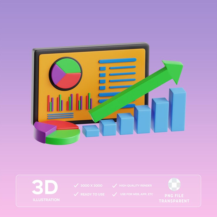 Ilustración 3D del crecimiento del negocio de PSD