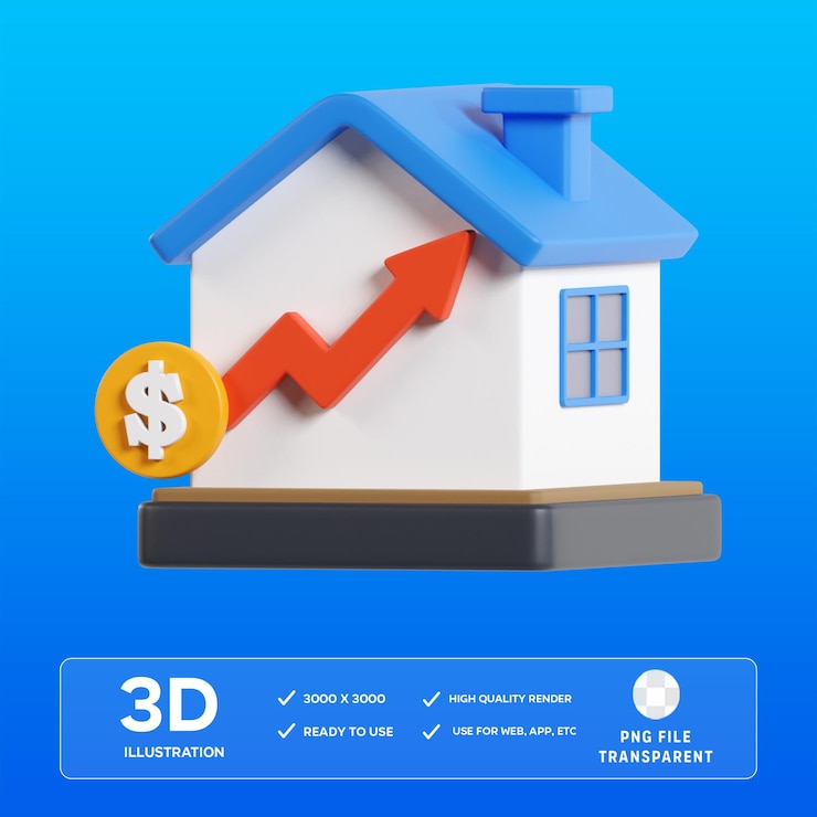 PSD ilustración 3d del crecimiento de la propiedad de psd