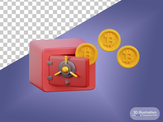 PSD ilustración 3d de la criptomoneda bitcoin