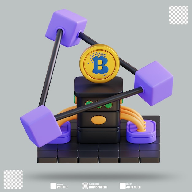 Ilustración 3D de la criptomoneda Blockchain 2