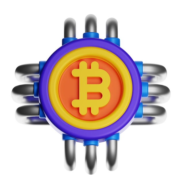 Ilustración 3D de la criptomoneda escudo de Bitcoin
