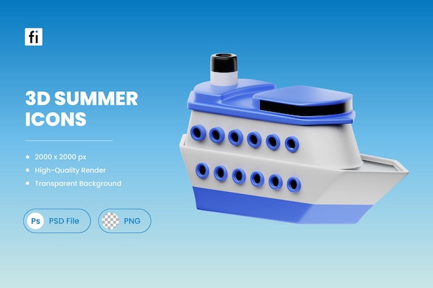 PSD ilustración 3d de un crucero de verano