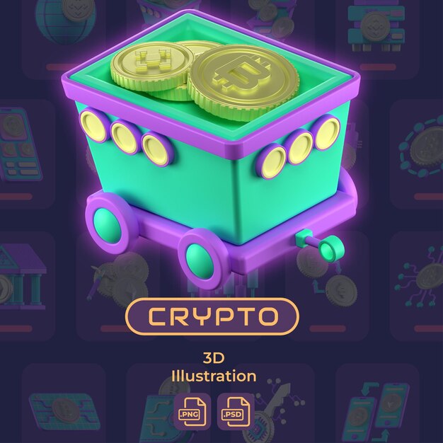 PSD ilustración en 3d de crypto