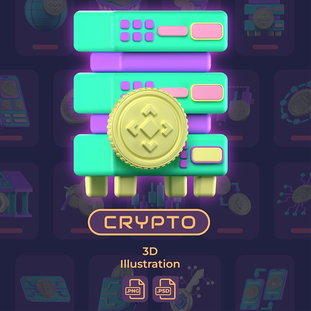 PSD ilustración en 3d de crypto