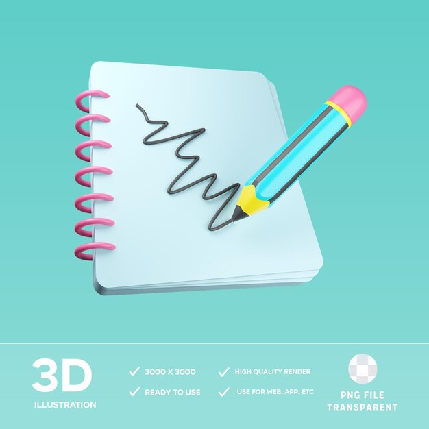 Ilustración 3D del cuaderno de bocetos PSD