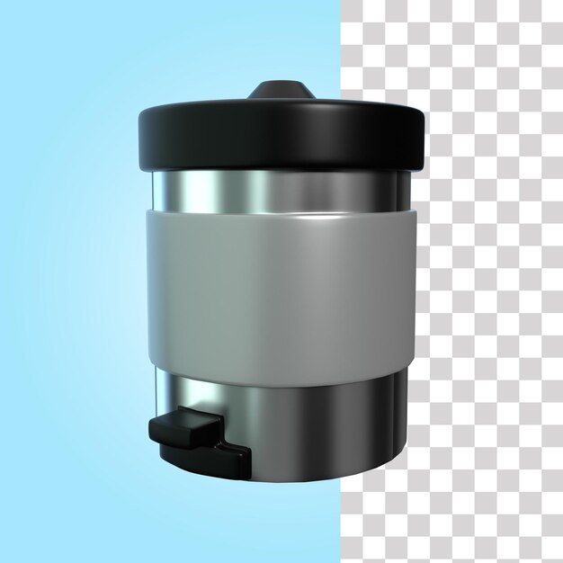 Ilustración en 3D del cubo de basura