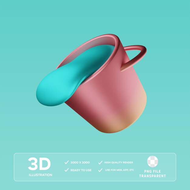 Ilustración 3D del cubo de pintura de PSD