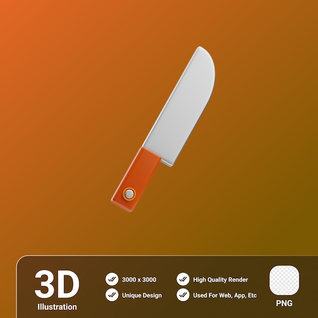 Ilustración 3d de cuchillo de desayuno