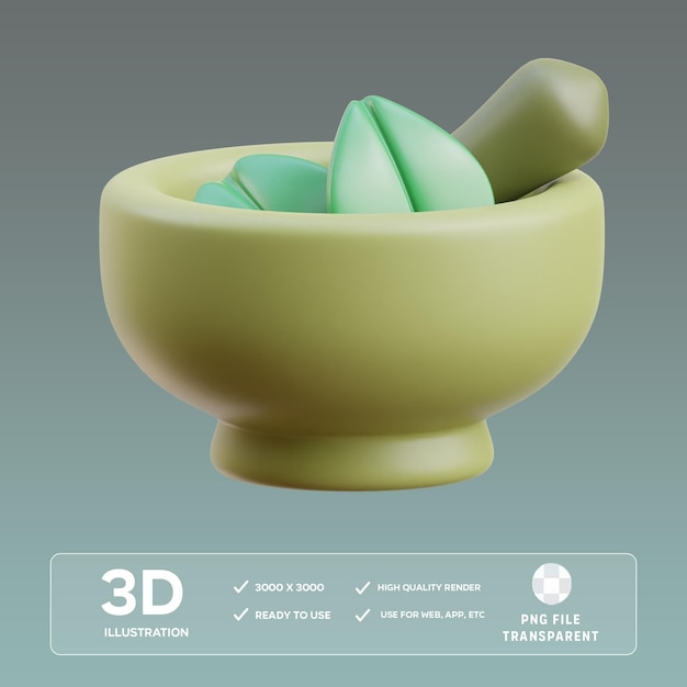 Ilustración 3D del cuenco de hierbas PSD