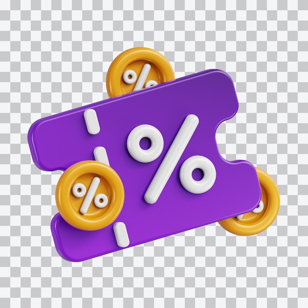 Ilustración 3d de cupón de descuento