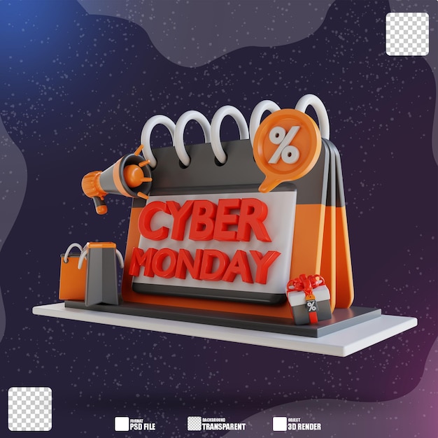 Ilustración 3D cyber lunes calendario 3