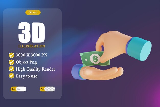 PSD ilustración 3d dar dinero y devolución de dinero 2