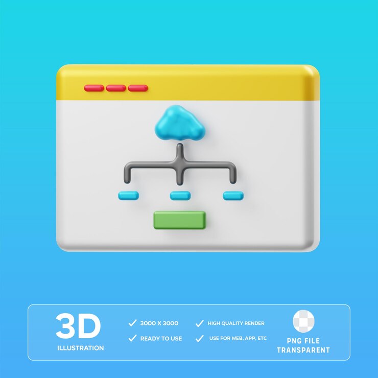 PSD ilustración 3d de los datos de gestión de la nube de psd
