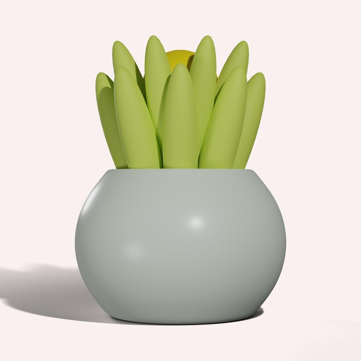 PSD ilustración 3d de decoración de flores en macetas.