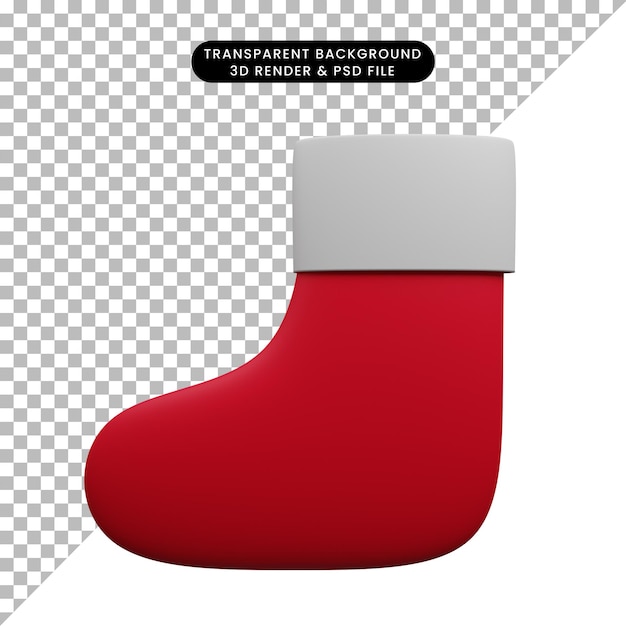 PSD ilustración 3d de decoración navideña objeto simple santa calcetines 3d ilustración de decoración navideña objeto simple santa calcetines