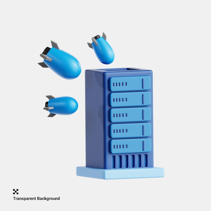 PSD ilustración en 3d de la defensa contra ataques ddos vigilantes