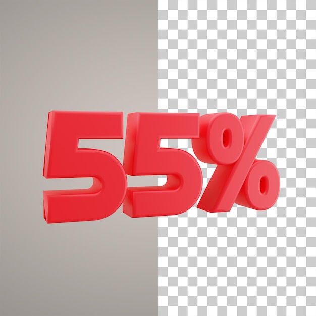 Ilustración 3D de descuento del 55 por ciento