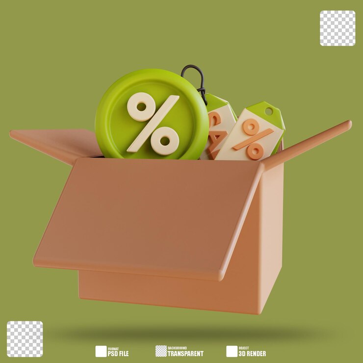 PSD ilustración 3d descuento abierto