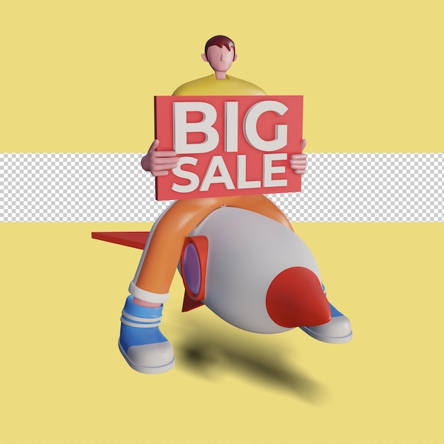 Ilustración 3d de descuento de promoción de ventas.