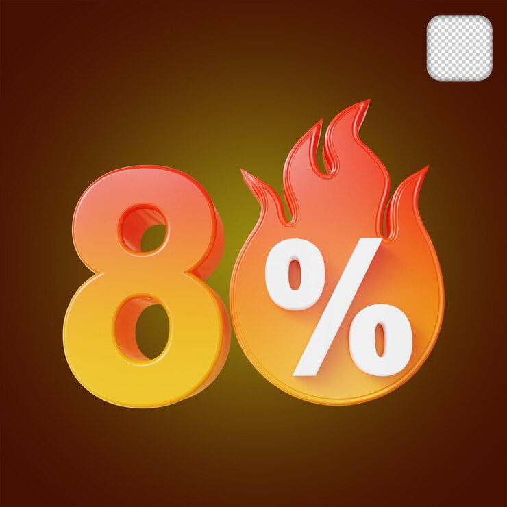 PSD ilustración 3d de descuento de venta caliente del 80 por ciento