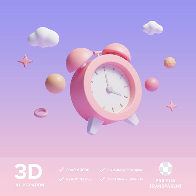 Ilustración 3D del despertador PSD