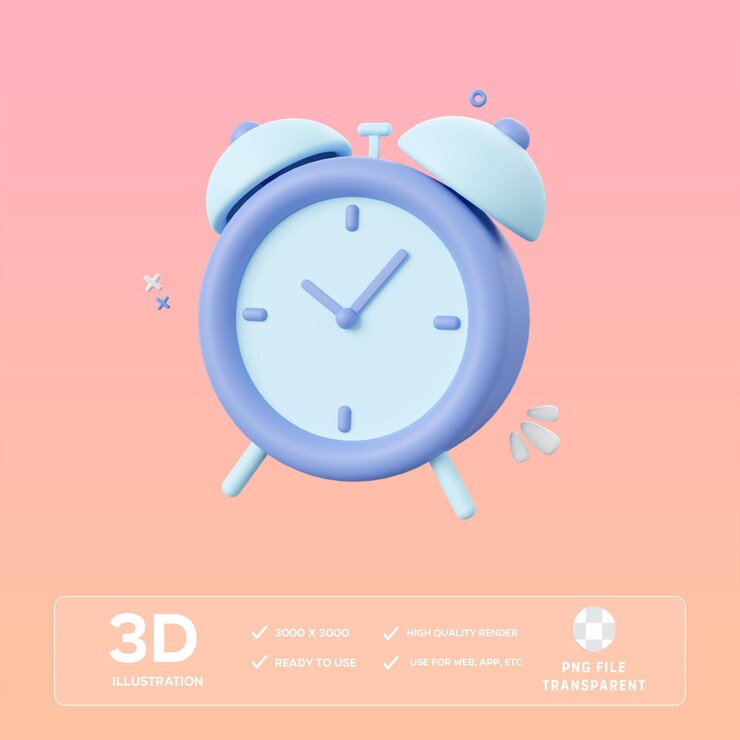 Ilustración 3D del despertador PSD