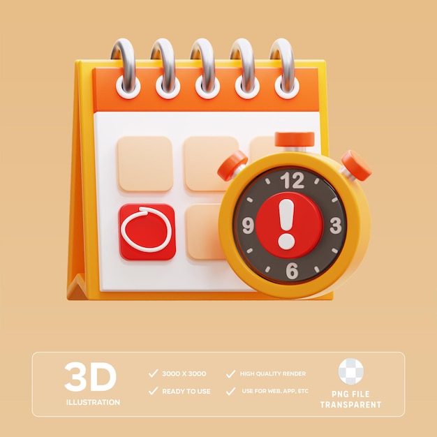 Ilustración 3D del día de la fecha límite del PSD