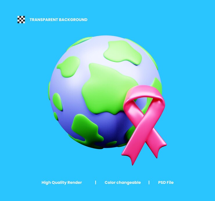 PSD ilustración 3d del día mundial del cáncer o cinta realista del día mundial del cáncer