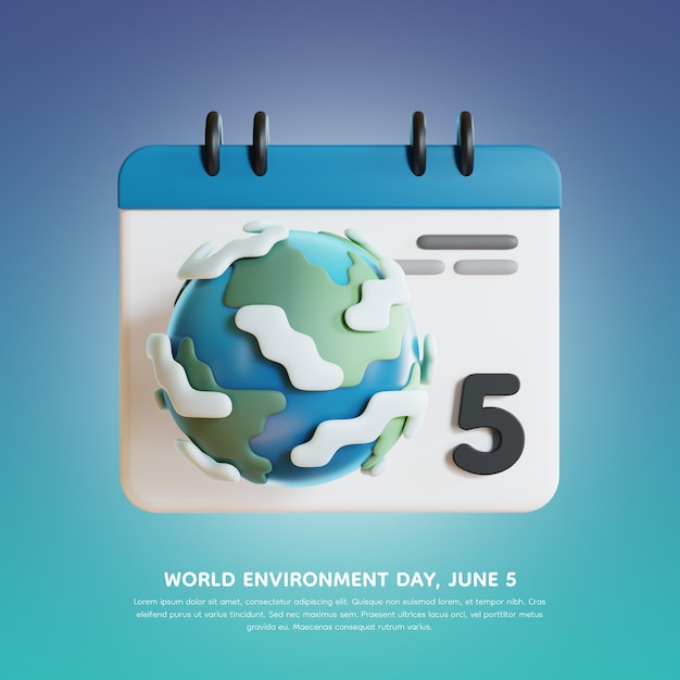 PSD ilustración 3d del día mundial del medio ambiente