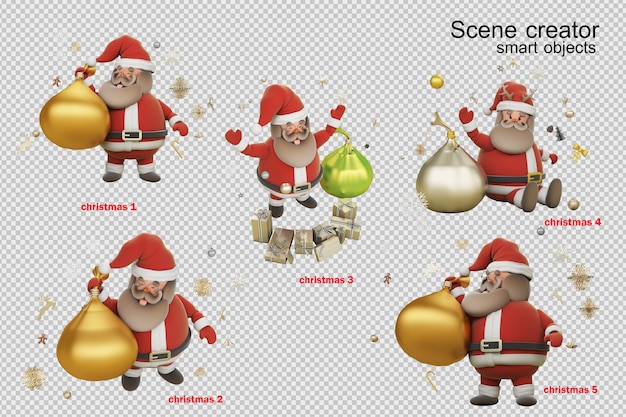 Ilustración 3d día de navidad con santa claus