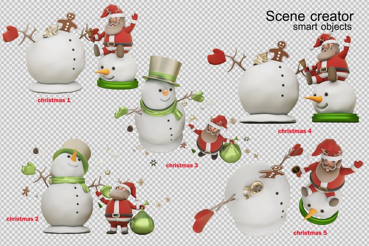 PSD ilustración 3d día de navidad con santa claus