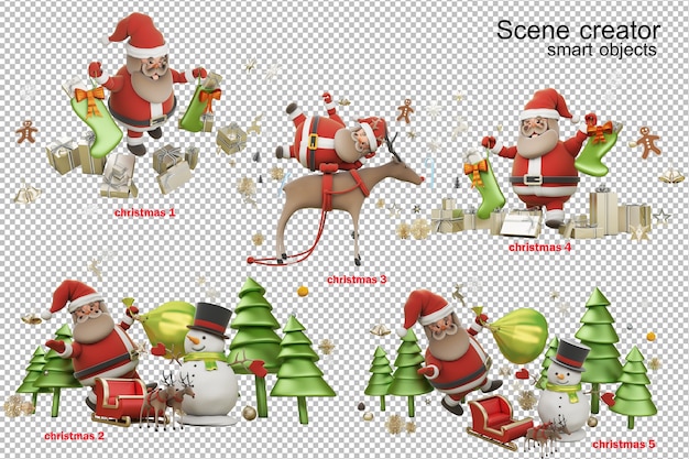 Ilustración 3D el día de Navidad con Santa Claus