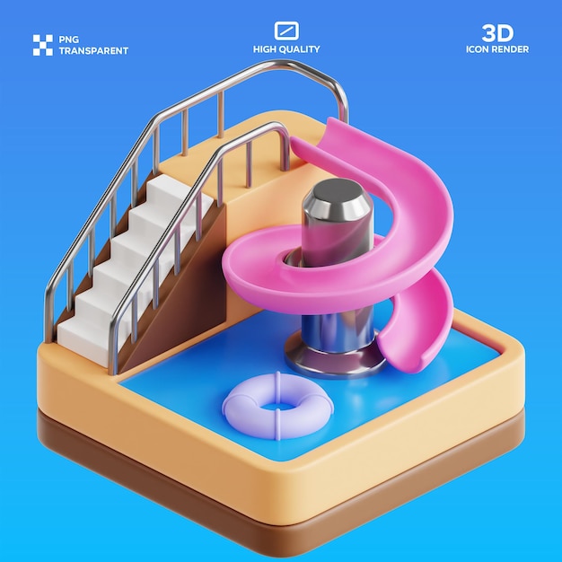 Ilustración 3D de las diapositivas de agua de PSD