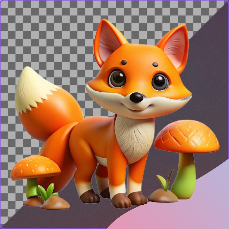 PSD ilustración 3d de dibujos animados de fox