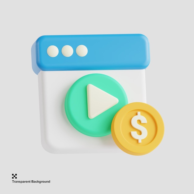 Ilustración 3D del dinero del navegador de video