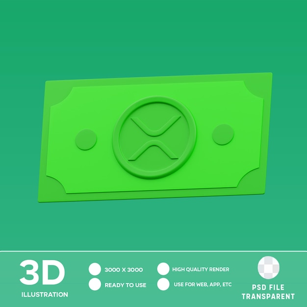 PSD ilustración 3d del dinero psd xrp