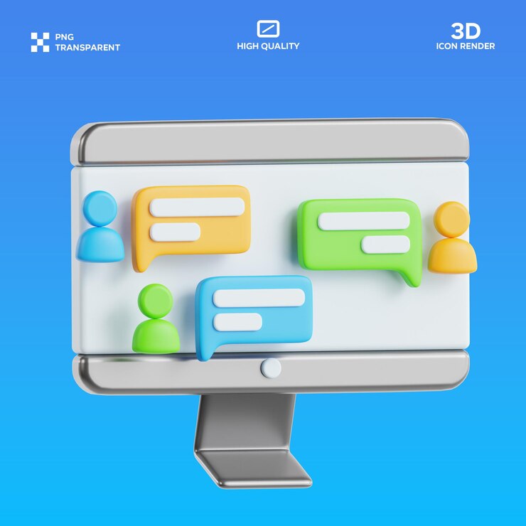 PSD ilustración 3d de la discusión en línea de psd