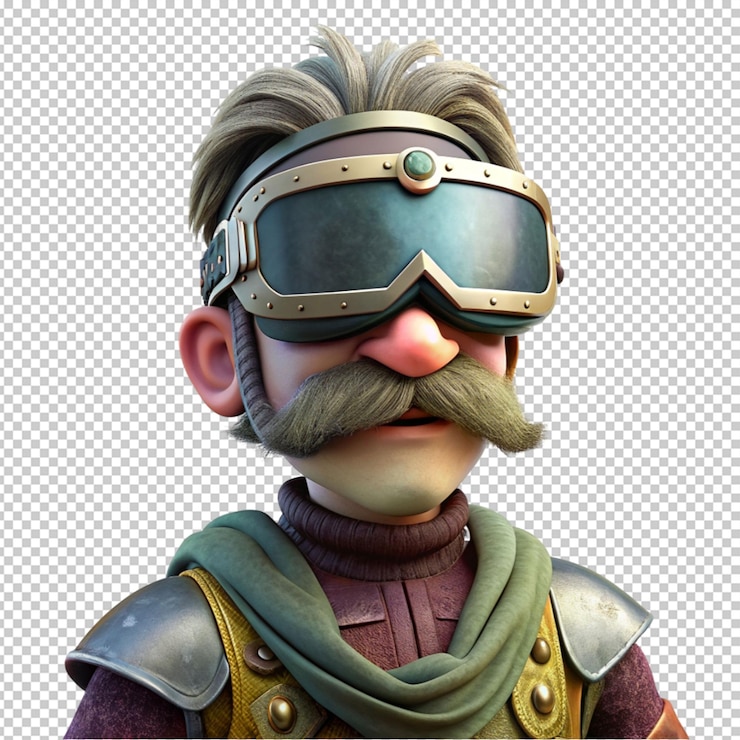 PSD ilustración 3d divertida de un hombre medieval sobre un fondo transparente