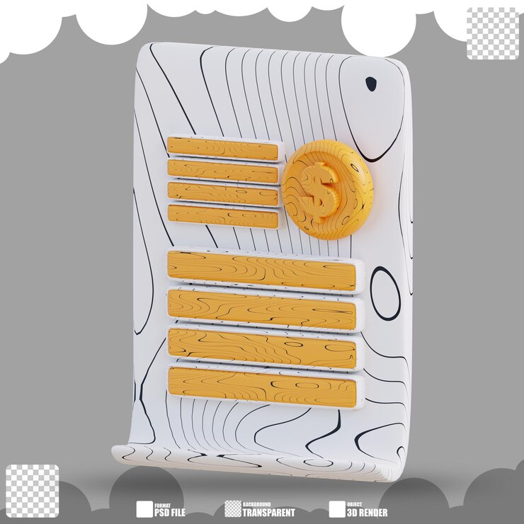 PSD ilustración 3d del documento financiero 3
