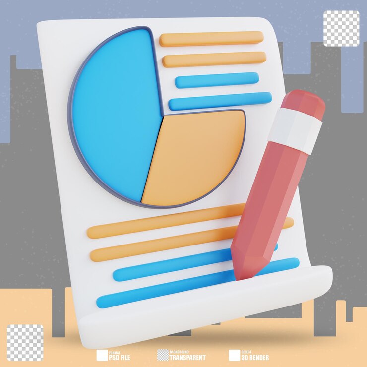 PSD ilustración 3d documento informe gráfico 2