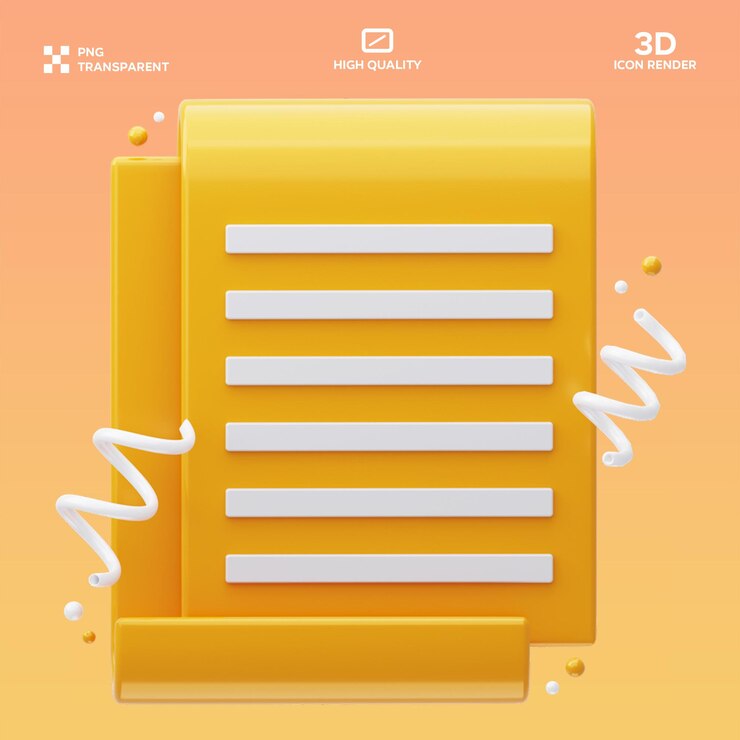 PSD ilustración 3d del documento psd
