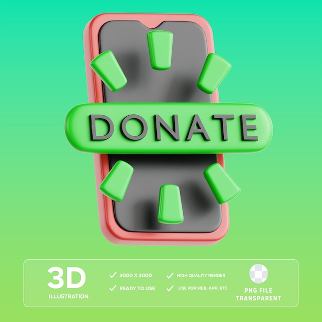 Ilustración 3D de la donación en línea de PSD