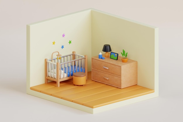 Ilustración 3d del dormitorio de los niños