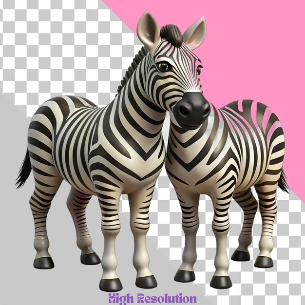 Ilustración 3D de dos cebras de pie juntas