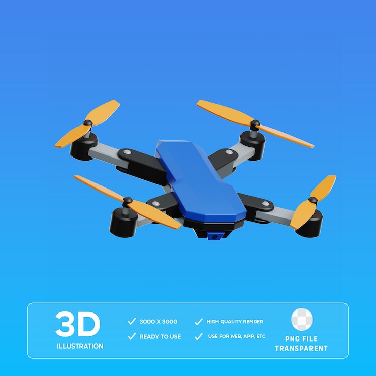PSD ilustración 3d de drone